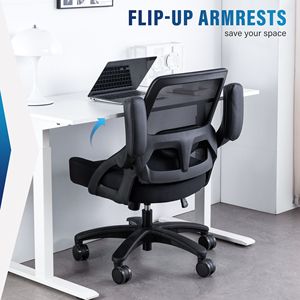 Sedia da Ufficio Ergonomica in Rete Resistente 400 libbre con Braccioli Ribaltabili, Girevole, Seduta Larga per Utenti Alti e Robusti - Product Image 5