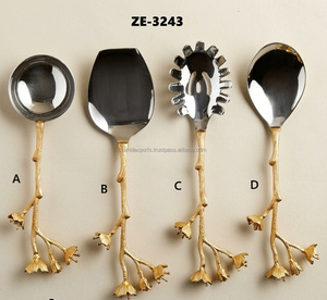 ชุดช้อนส้อมสแตนเลสชุบทอง ดีไซน์ทันสมัยสไตล์เอเชียเซน หรูหราสีดำด้าน ขัดเงาด้วยมือ Zahid Exports - Product Image 1