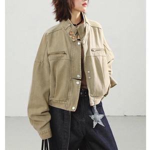 Wholesale Coated Spring Formal Stylish Long Sleeve <b>Camouflage</b> Multi Pocket Crop Bomber Jacket Unisex - Product Image 4