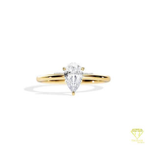 Bague de fiançailles solitaire en moissanite taille poire, bague de promesse minimaliste en or, bijoux de mariage élégants - Product Image 5