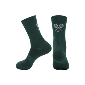 Chaussettes de sport pour femmes en gros, vert foncé, imprimé jacquard, respirantes, en coton, pour adultes, printemps, multicolores - Product Image 1