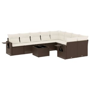 Conjunto de Sofá de Jardín Plegable Grande de Ratán PE Color Crema con Detalles en Marrón y Gran Estilo - Product Image 2
