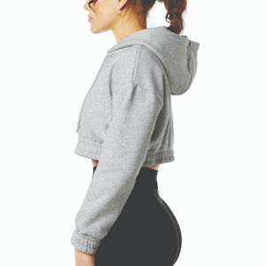 Nouveau sweat à capuche court tricoté personnalisé pour femme, style streetwear, pull décontracté d'hiver uni - Product Image 6