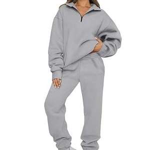 Conjuntos de ropa personalizados para mujer, conjunto deportivo informal, conjunto de sudadera de felpa, conjunto de jogging de algodón, conjunto de dos piezas para mujer, sudadera y pantalones deportivos. - Product Image 6