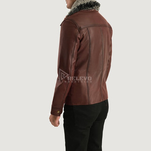 Chaqueta de Cuero Negra para Hombre, Estilo Motero, Cuello Alto Clásico, Cuero Genuino, Entrega Rápida - Product Image 6