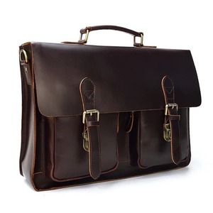 Sac à main d'affaires rétro en cuir de vache véritable pour hommes, sacoche pour ordinateur portable de 15.6 pouces, sacs à bandoulière LLB-0386 - Product Image 4