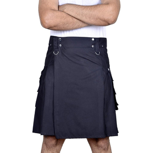 Nouveau modèle 2026 : Kilt utilitaire robuste en jean de coton pour homme, avec surpiqûres renforcées et fermeture à boutons-pression ajustable - Product Image 1