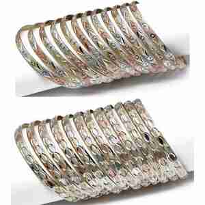 Wholesale Mix Design 3 Tone Gold Plated <b>Bangles</b> <b>Set</b>, Multi Tone <b>Bangles</b> <b>Set</b>, 3 Tone Fashion <b>Bangles</b>, Tri Color Brass <b>Bangles</b> <b>Set</b> - Product Image 2