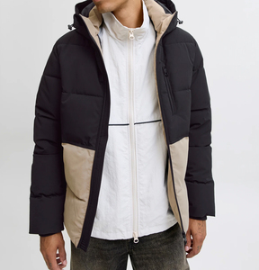 <b>Men's</b> Puffer Jacket-Bright High Contrast Winter Coat-Canvas Stand Collar Front Lightweight Breathable Training Outerwear <b>Set</b> - Product Image 4