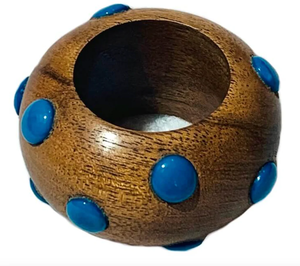 Anneau de serviette en résine époxy et bois, couleur bleu ciel, avec plusieurs finitions et motifs, pour la table - Product Image 4