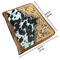 Venta caliente A4 Business Zipper Portafolio Mano Tooled Cuero Suministros de oficina Ring Binder Holder Caja de bolsillo Carpeta organizadora de archivos