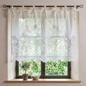Custom Wholesale Quang Thanh Embroidery Vintage Modern Geometric Window <b>Curtain</b> Blackout High Shading Linen Ribbon Full Hotel - Product Image 1