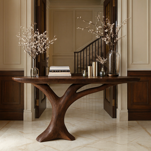 Mesa Consola de Nogal Esculpida a Mano, Mueble de Entrada de Madera Sólida, Diseño Orgánico Moderno Hecho a Mano - Product Image 2