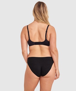 Sujetador sin aros de copa completa para mujer, negro liso, espalda cruzada, push-up, tirantes ajustables, cierre trasero, tejido de Spandex/Nylon, ecológico - Product Image 2