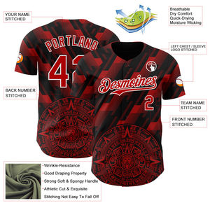 Camiseta de Béisbol de Manga Corta con Logotipo Personalizado Impreso en 3D, Transpirable, que Absorbe la Humedad, Color Negro y Rojo, Ropa Deportiva al por Mayor - Product Image 3