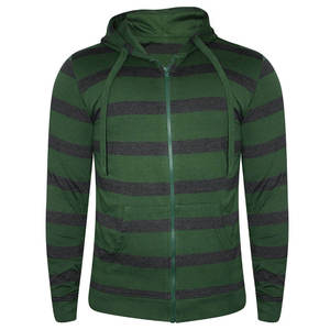 Sweat-shirt à capuche rayé pour homme, fermeture éclair, pull décontracté avec poche, vêtement d'automne, coupe classique, tricot en coton et polyester - Product Image 2