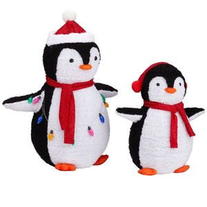 2-Piece Pre-Lit <b>Pull</b> Penguins <b>Lighted</b> Plush Christmas Yard Decorations Set with 150 Warm White LEDs Multi-Color Cozy Penguins - Product Image 1