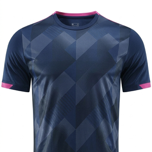 Ensemble de maillots de football personnalisés pour hommes, bleu marine, imprimé géométrique, manches courtes, respirant, en polyester, uniforme pour adultes - Product Image 4
