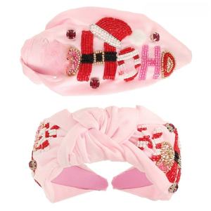 Diadema Festiva Roja con Nudo y Adornos de Santa Claus, Accesorio para el Cabello para Mujeres, Moda Navideña para Fiestas - Product Image 6