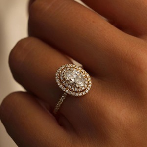 2.20CT Oval Cut Lab-Grown Diamond Ring Handmade 14K Solid Yellow Gold Wedding Ring Half Eternity Paves Band Anniversary Gifts - Product Image 4