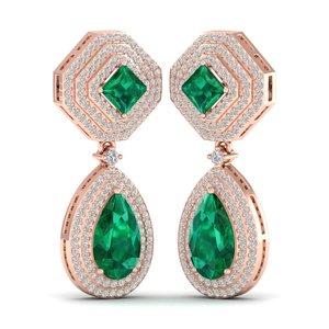 REYES High Quality 14K Solid Gold Pear Cut 7.7Ct Emerald Gemstone with <b>Moissanites</b> Dangle Drop Earrings For Women Fine <b>Jewelry</b> - Product Image 5