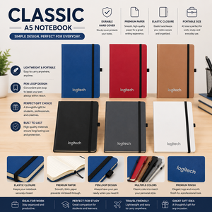 Libreta Promocional A5 con Cubierta de Cuero PU Premium, Logotipo Personalizado en Lámina Dorada, Cierre Elástico y Presilla para Bolígrafo, Ideal para Reuniones, Estudios y Regalos - Product Image 3