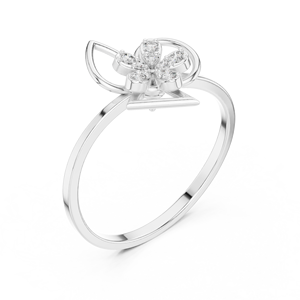 Anillo de Moda con Diseño Floral Geométrico, Minimalista, de Oro Amarillo Sólido de 14k con Diamantes Cultivados en Laboratorio de Corte Redondo, Anillo de Boda Clásico, Regalo - Product Image 3
