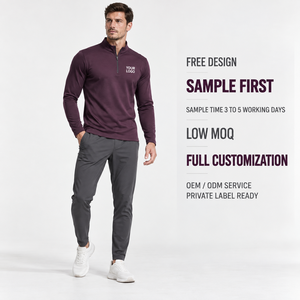 Vente en gros de T-shirts de course mi-zippés pour hommes, respirants, légers, en maille haute performance, fournisseur OEM - Product Image 3
