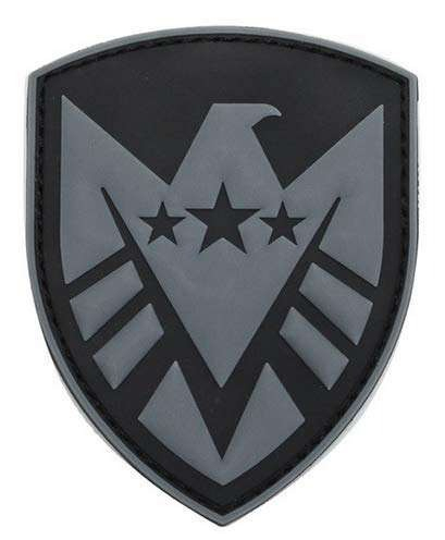 3D Rubber Eagle Patch With Three Stars Embossed Design Sew-On Shield Shape Tactical Patch