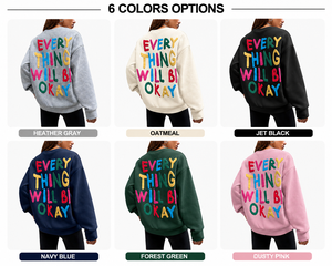 Todo irá bien con esta sudadera con capucha de invierno de corte regular |   Sudadera Gráfica Unisex Ecológica - Product Image 4