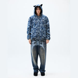 Sudadera con Capucha para Hombre, Otoño 2026, Estilo Urbano, Bordado, Patchwork, Apliques con Pedrería, Efecto Monkey Acid Wash, Transpirable - Product Image 5