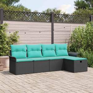 Ensemble de canapé de jardin en polyrotin 5 pièces avec coussins de rangement, collection de meubles de jardin - Product Image 1