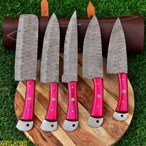 Juego de Cuchillos de Cocina Premium de Damasco, Ambidiestros, con Mango de Madera Sostenible, Afilados para Carne, Frutas y Verduras - Uso Profesional - Product Image 1