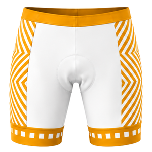 White Orange <b>Padded</b> <b>Cycling</b> <b>Shorts</b> Custom Breathable Quick Dry Stretch Bicycle Road Racing Training Athletic Performance Wear - Product Image 1