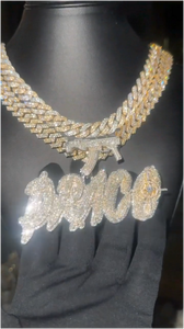 บัตรผ่านสีเทาฮิปฮอป925สเตอร์ลิงเงินโมอิสซาไนท์จี้เครื่องประดับชื่อเริ่มต้นที่กำหนดหมายเลขจี้ - Product Image 2