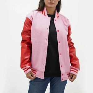 Chaqueta Universitaria Varsity para Mujer, Personalizada, de Lana con Mangas de Cuero, Estilo Béisbol, Servicio de Muestras para Pedidos al por Mayor OEM/ODM - Product Image 1