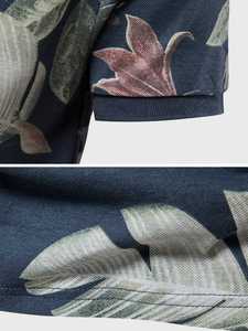 เสื้อถักลายดอกไม้สำหรับผู้ชาย |   เสื้อเชิ้ตแขนสั้นลำลองดีไซน์ทรอปิคอล แฟชั่นฤดูร้อน ป้องกันรอยยับ ใส่ได้ทุกวัน - Product Image 4