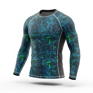 Custom Sublimated Spandex/Nylon Anti-Bacterial Jiu Jitsu Rash Guard Long Sleeve MMA BJJ Compression Shirt <b>Surf</b> Logo Wholesale - Product Image 3