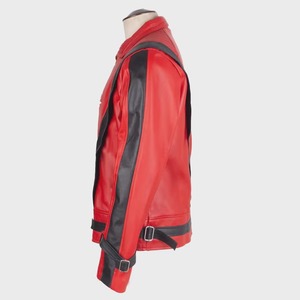 Michael Jackson Red <b>Leather</b> <b>Jacket</b> Thriller Biker Streetwear Eco-Friendly Windproof Handmade <b>Retro</b> Pop Costume - Product Image 3