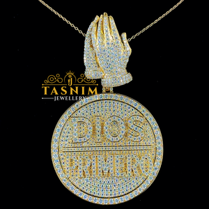 Nuevo Collar con Colgante de Signo de Dólar en Plata 925 Chapada en Oro Rosa con Moissanita, Certificado, Unisex - Product Image 2