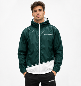 Custom <b>Men</b>’s Windbreaker Green <b>White</b> <b>Jacket</b> Set Lightweight Hooded Running Sportswear Sublimation Training Jogging Tracksuit OEM - Product Image 1