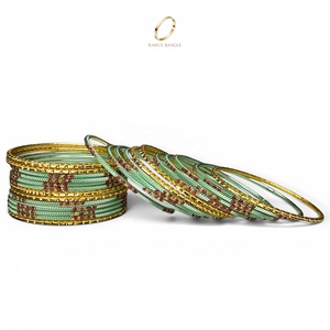New Arrival Kids Green Gold Plated Stainless Steel Zircon Trendy Wedding Fashion Bangles Premium for Gifts at Wholesale Price - Product Image 4