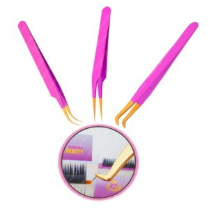 Pince à épiler d'extension de cils de volume russe outils de cils en acier inoxydable à pointe dorée pour pince à épiler de couleur de faux cils - Product Image 3