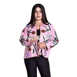 Chaqueta Corta Elegante de Invierno para Mujer, Bordada con Suzani Indio, Transpirable, Ecológica, de Secado Rápido, Tela de Pato, Chaqueta Suzani - Product Image 1
