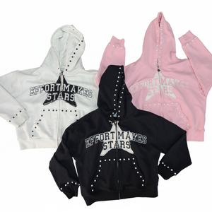 Sweat à capuche pour homme, style streetwear, lourd, avec fermeture éclair, strass délavés à l'acide, logo brodé personnalisé en plusieurs couleurs, confortable. - Product Image 1