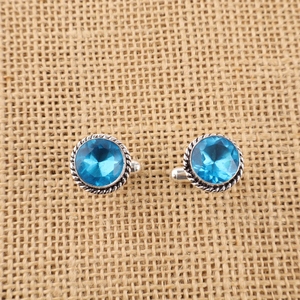 Niharika Gems Stylish Swiss Blue Topaz Gemstone In 925 Sterling <b>Silver</b> <b>Cuff</b> Links Set For Unisex Purposes <b>Cuff</b> Links - Product Image 1