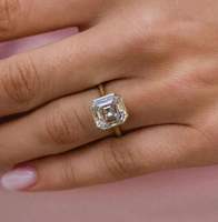 Cincin Pertunangan/Pernikahan/M Janji Mewah Berlian CVD Buatan Laboratorium Potongan Asscher/Square Emerald 3 CT Bersertifikat IGI Emas 14k