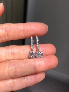 Pendientes de Diamantes Cultivados en Laboratorio de 2.18 Quilates de Peso Total, Corte Redondo, en Oro Sólido de 14K, Regalo de Lujo Minimalista Cristiano para Mujer - Product Image 5