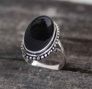 Natural Black Onyx Punk <b>Ring</b> <b>925</b> Sterling <b>Silver</b> Handmade Gemstone Statement <b>Ring</b> for Men Women - Product Image 6