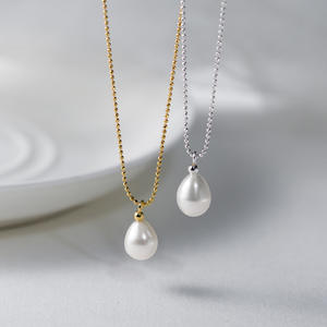 S925 Pure Silver Small Waist Cylindrical Necklace for Women Luxury Light Ring <b>Pendant</b> with Collarbone Niche <b>Pearl</b> Product - Product Image 2